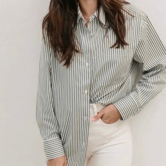 Jenni Kayne Tops - Jenni Kayne The Boyfriend Shirt Moss Stripe